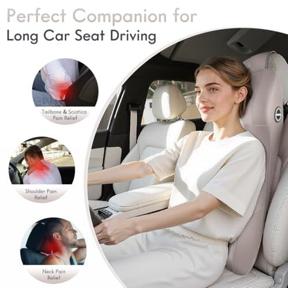 2-in-1 Memory Foam Car Seat Lumbar Support with Headrest Pillow Ergonomic Car Headrest & Lumbar Cushion Back Support Pillow Car Seat Cushion for Driving Neck Back Pain Relief, Gray