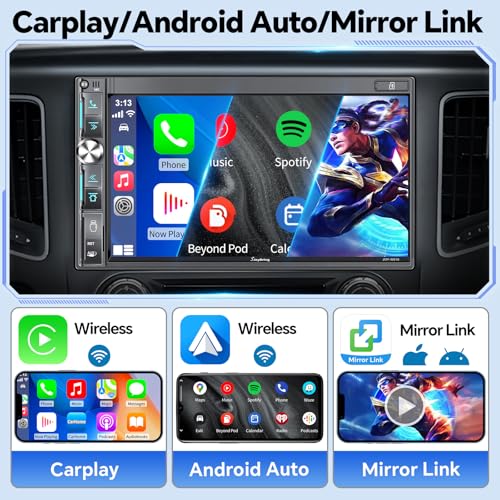 QLED Double Din Car Stereo with Dash Cam & Backup Camera