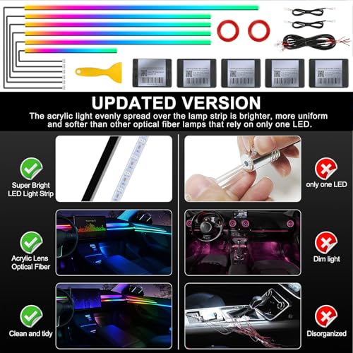 Dreamcolor Acrylic Interior Car LED Strip Light with Wireless APP