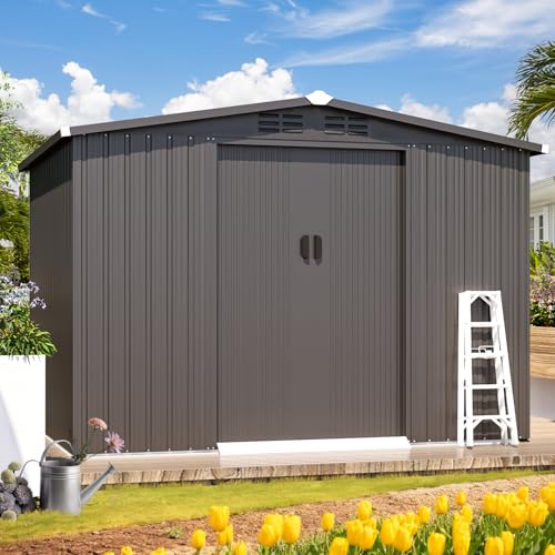 8x6 FT Galvanized Steel Outdoor Storage Shed