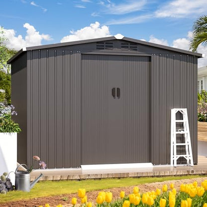 8x6 FT Galvanized Steel Outdoor Storage Shed