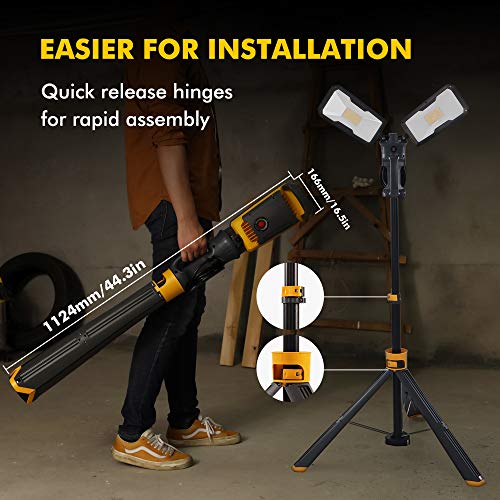 Upgraded】LUTEC 6290Max 15000 Lumen 138W Dimmable LED Work Light with Telescoping Tripod