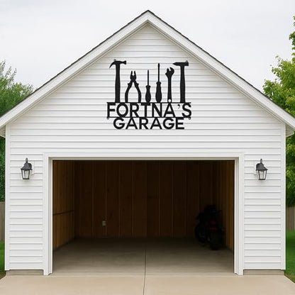 Custom Garage Workshop Metal Sign Personalized Tool Name Wall Art for Car Truck Mechanic Shop Decor Durable Steel Sign for Dad Husband Men’s Auto Workspace or Fence