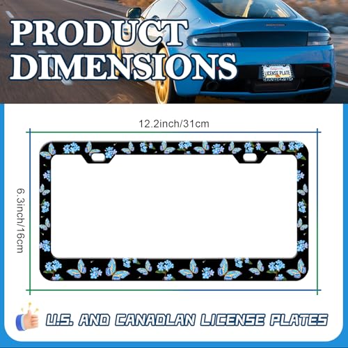 Blue Flower Butterfly License Plate Frames