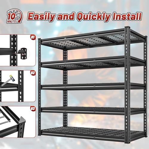 5 Tier Heavy Duty Storage Shelves for Garage Basement Warehouse