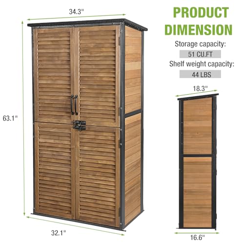 Outdoor Storage Shed with Adjustable Shelfs Tool Cabinet with Floor