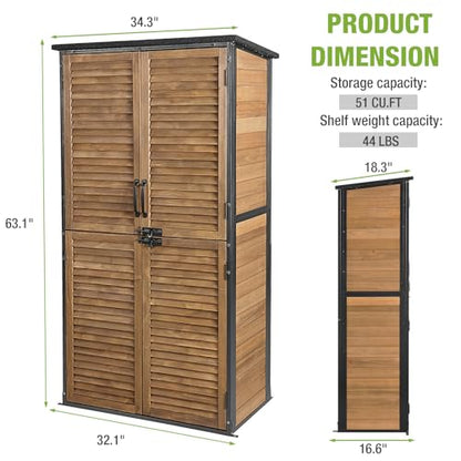 Outdoor Storage Shed with Adjustable Shelfs Tool Cabinet with Floor