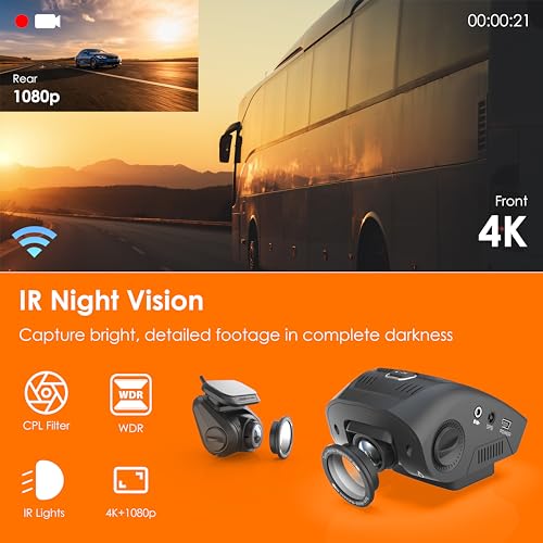 USA V1P SE 4K Dual Dash Cam w