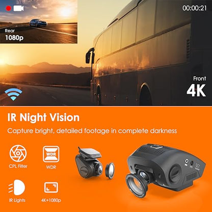 USA V1P SE 4K Dual Dash Cam w