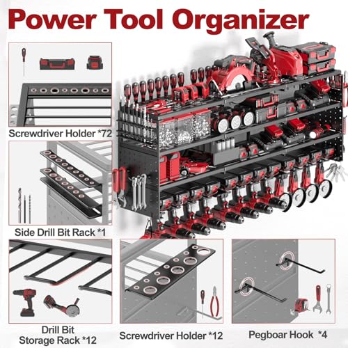 52" Metal Power Tool Organizer Wall Mount