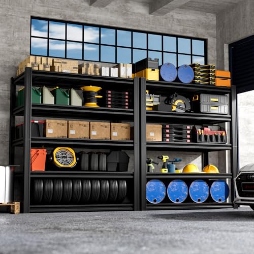 5 Tier 40”W X 20”D X 72”H Heavy Duty Garage Storage Shelves 2500LBS Basement Shelving Heavy Duty Adjustable Unit Rack Metal Rack