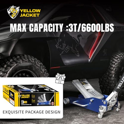 3 Ton Floor Jack Full Aluminum Ultra Lightweight Quick Rise Racing Floor Car Jack with Dual Pump Fast Lifting Low Profile Jack for Vehicle