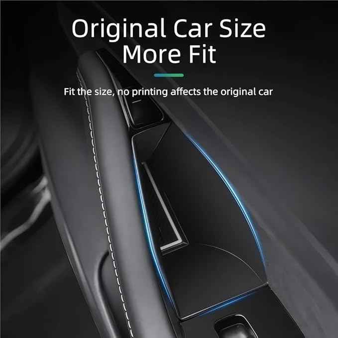 GGCLIMAX Car Organizers And Storage Door Handle Storage Box Compatible with Tesla Model 3/Y 2021-2025 Anti-Slip Scratch-Resistant Organizer With Non-Slip Mat(B 2PCS)