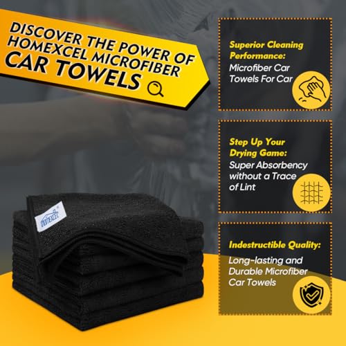 Black Microfiber Cleaning Cloth 6 Pack (6 Count)