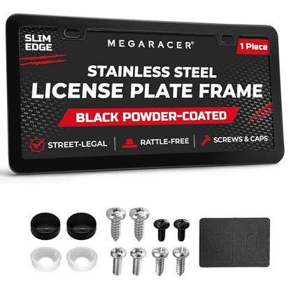 Powder Coated Matte Black Thin License Plate Frame
