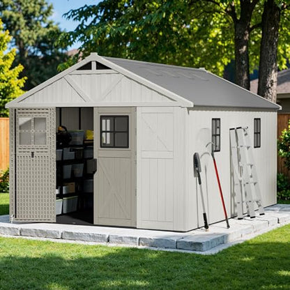 10x14 FT Resin Outdoor Storage Shed with Floor
