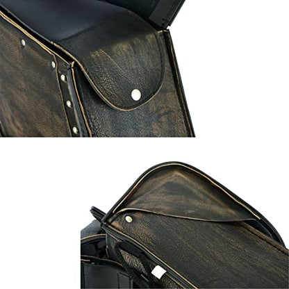 Motorcycle Saddle Bags Genuine Leather Motorcycle Luggage Bag For Softails Sportsters and Choppers