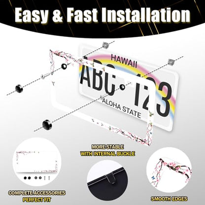 Hummingbird License Plate Frame Cherry Blossom License Plate Holder