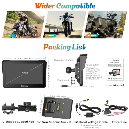 W702B 7" for BMW R1200GS R1250GS S1000XR Motorcycle