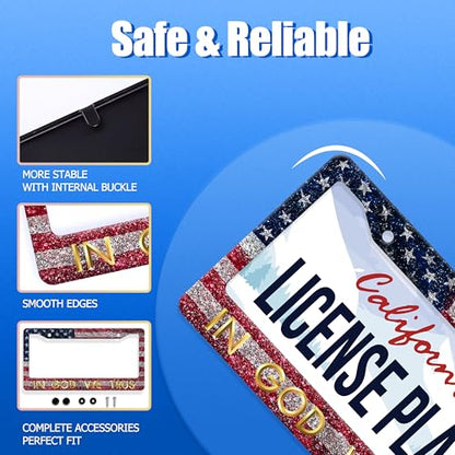 in God We Trust License Plate Frame Stainless Steel Car Accessory 12.3x6.3