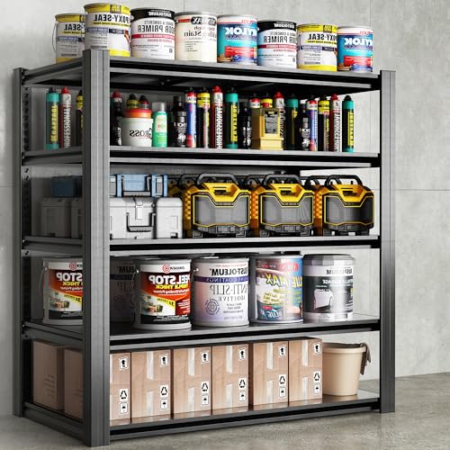 72" H Shelving Unit 5 Tiers Heavy Duty Garage Shelving 3000LBS Storage Racks Adjustable Metal Shelves Industrial Utility Rack for Garage