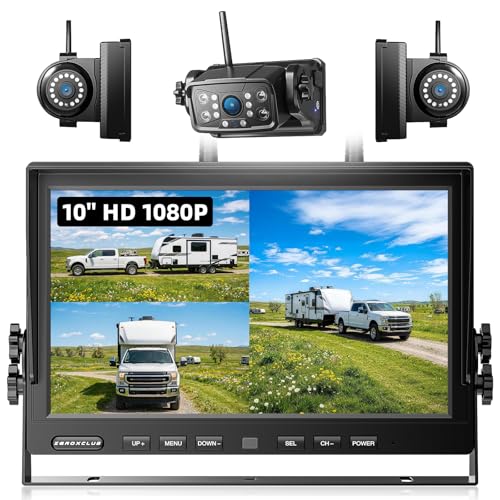 3 Magnetic Wireless Backup Camera with HD 1080P 10" DVR Monitor