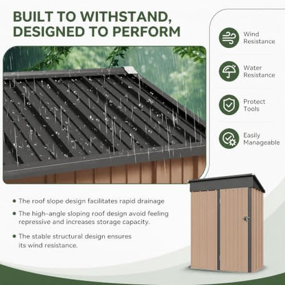 5x3 FT Shed Outdoor Waterproof Storage Shed