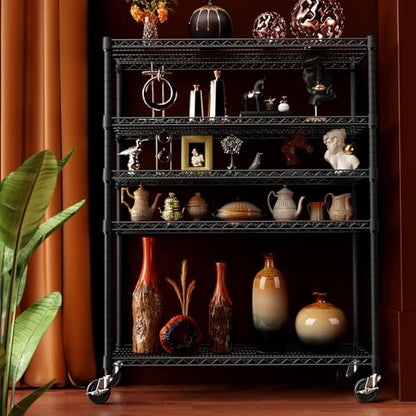 Garage Shelving Wide Storage Shelves 5 Tier Metal Shelves 4000 LBS Heavy Duty Adjustable Utility Shelf Rack Black 23.6" D x 53.1" W x 73.6" H (5 Count)
