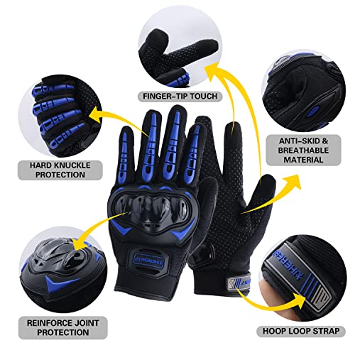 Motorcycle Gloves Touch Screen Full Finger Riding Gloves Knuckle Protection for Men and Women for Dirt Riding