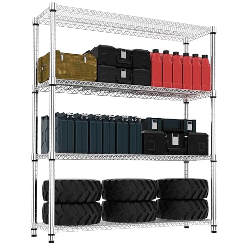 4 Tiers Shelf 2640 lbs Steel Storage Shelving Utility Shelving Unit Steel Organizer Wire Rack for Home (4 Count)
