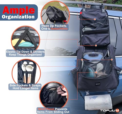 Camp Kitchen Organizer with Hanging Storage & Paper Towel Holder