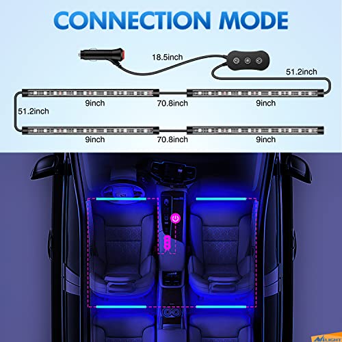 RGB LED Car Interior Stripe Light with APP Control Multicolor Music Sync Mode Waterproof Car Under