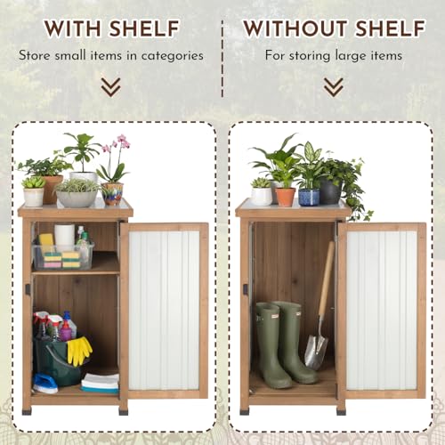 Outdoor Storage Cabinet with Metal Worktop
