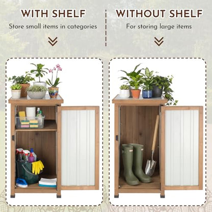Outdoor Storage Cabinet with Metal Worktop