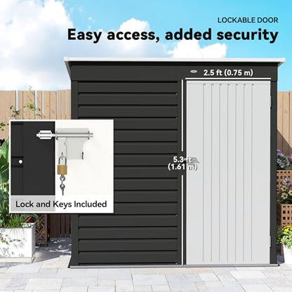 6' x 4' Metal Garden Tool Shed Small Outdoor Tool Shed Dark Gray
