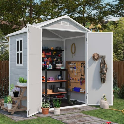 6x4 FT Resin Outdoor Storage Shed with Floor