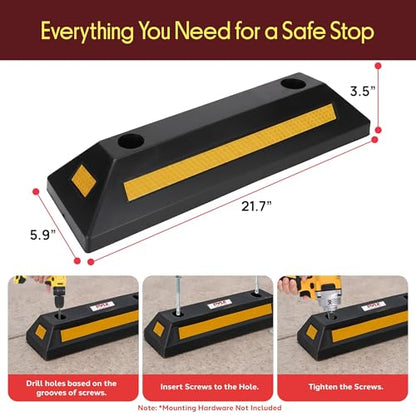 Curb Garage Vehicle Floor Stopper for Parking Safety 1PC Heavy Duty Rubber Parking Lot Driveway Stopper