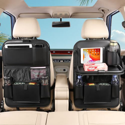 2PACK Leather Car Backseat Organizer with Tablet Holder (2 1)