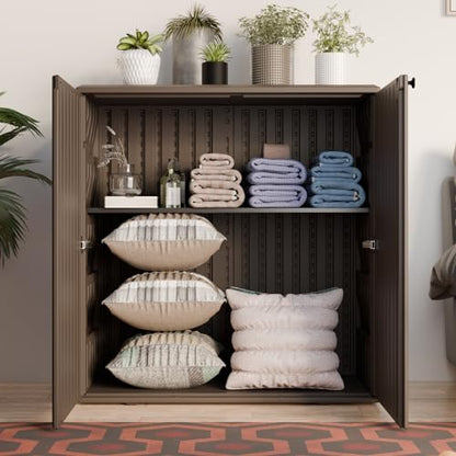 Indoor Outdoor Storage Cabinet Waterproof with 1 Shelf