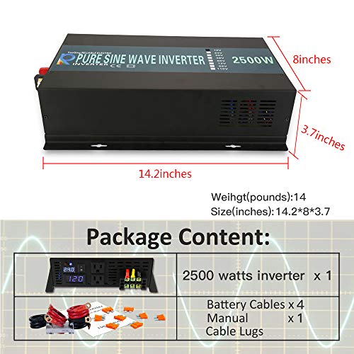 Strong Driving Capacity 2500W 24VDC to 120VAC Pure Sine Wave Inverter Power Converter