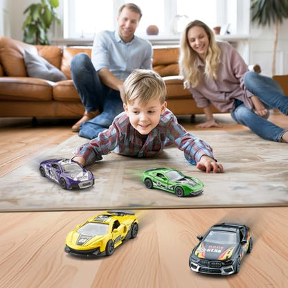 Die Cast Metal Toy Cars Open Doors Pull Back Cars 4 Pack (4 Count)