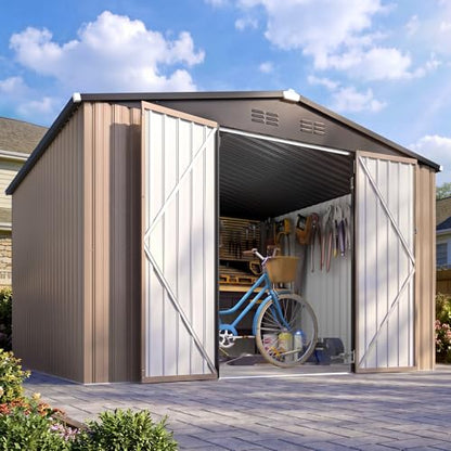 8' x 10' Large Waterproof Metal Outdoor Storage Shed