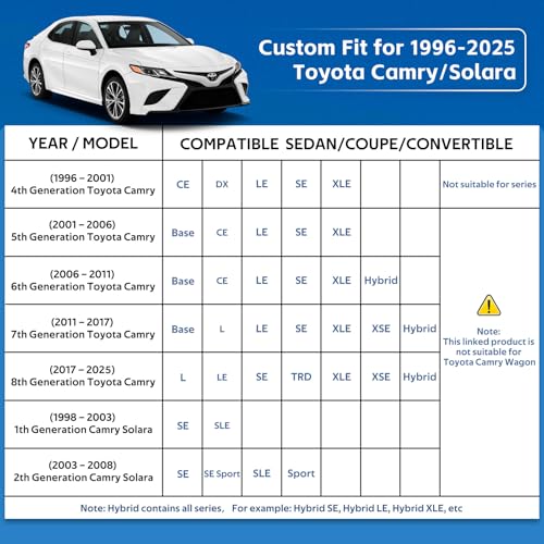 10 Layers Car Cover Custom Fit for Toyota Camry