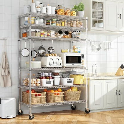 6 Tier Rolling Storage Shelves with Locking Wheels