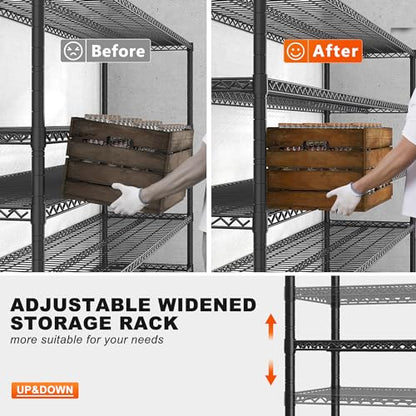 85.7" H Storage Shelves 2998LBS Metal Shelving Unit with Wheels & Feet (2 Count)