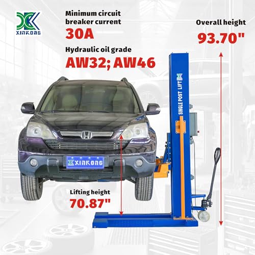 Mobile Car Lifts 6200 lb Capacity Single Post Lift 6200 220V
