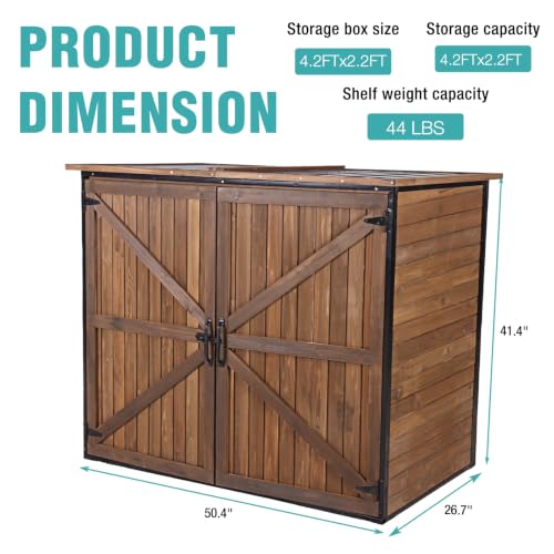 Outdoor Storage Shed 4.2x2.2FT with Metal Frame & Fir Wood