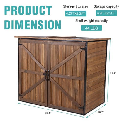 Outdoor Storage Shed 4.2x2.2FT with Metal Frame & Fir Wood