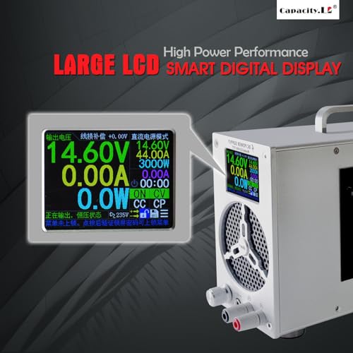 0-120V 0-25A Adjustable LiFePO4 Battery Charger, High Power Lithium Battery Charger with Pre-Charging, BMS Wake-Up, LCD Display, Variable DC Power Supply for RV Marine Solar Golf Cart