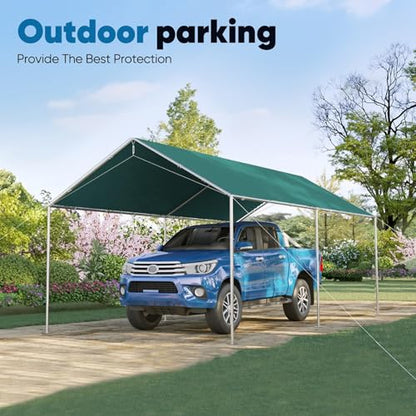 10x15 ft Heavy Duty Car Canopy Galvanized Frame Carport Outdoor Party Tent Boat Shelter with 3 Reinforced Steel Cables